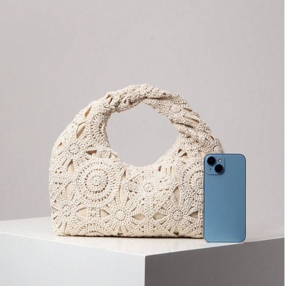Boho Hollow Floral Woven Bag - Picture 3 of 6